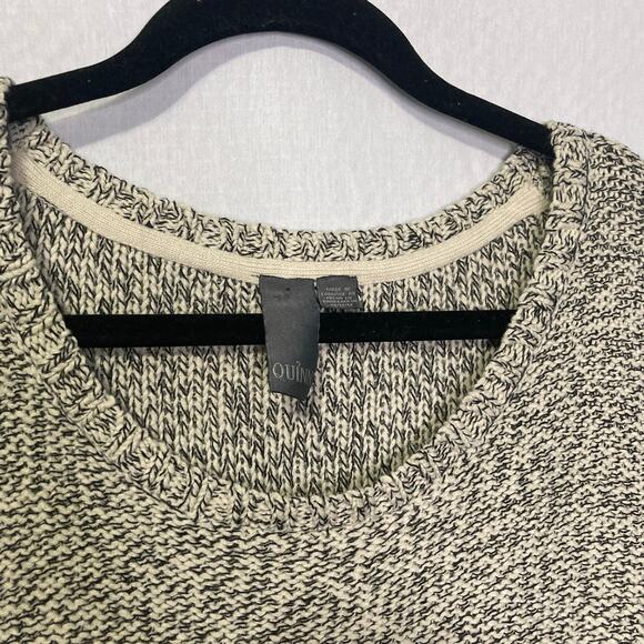 QUINN Women’s Heathered Black & White Elbow‑Patch Pullover Sweater - Picture 5 of 9